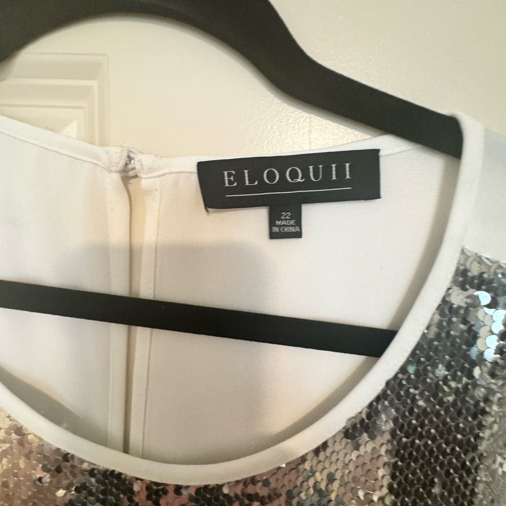 ELOQUII SEQUIN TOP SIZE 22. High Low top with silver sequences.